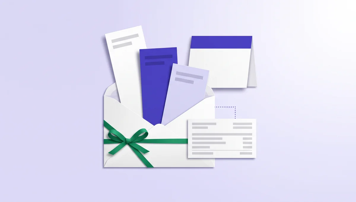 A bonus envelope with paper slips of different heights beside a paycheck stub