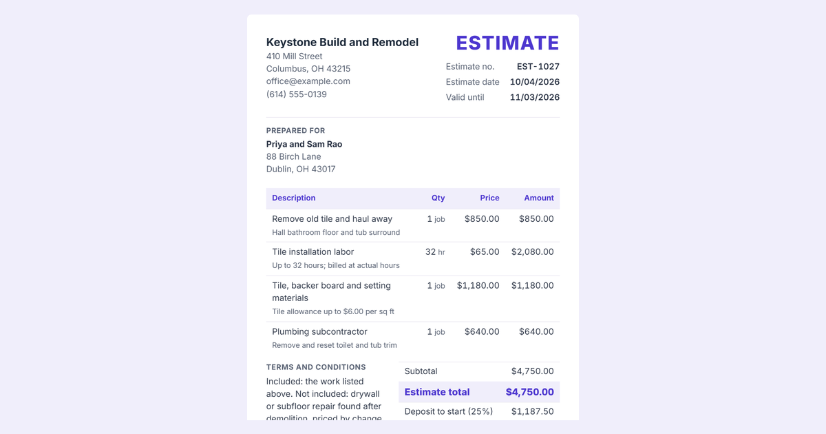 Free Estimate Template and Quote Maker: Word, Excel, PDF